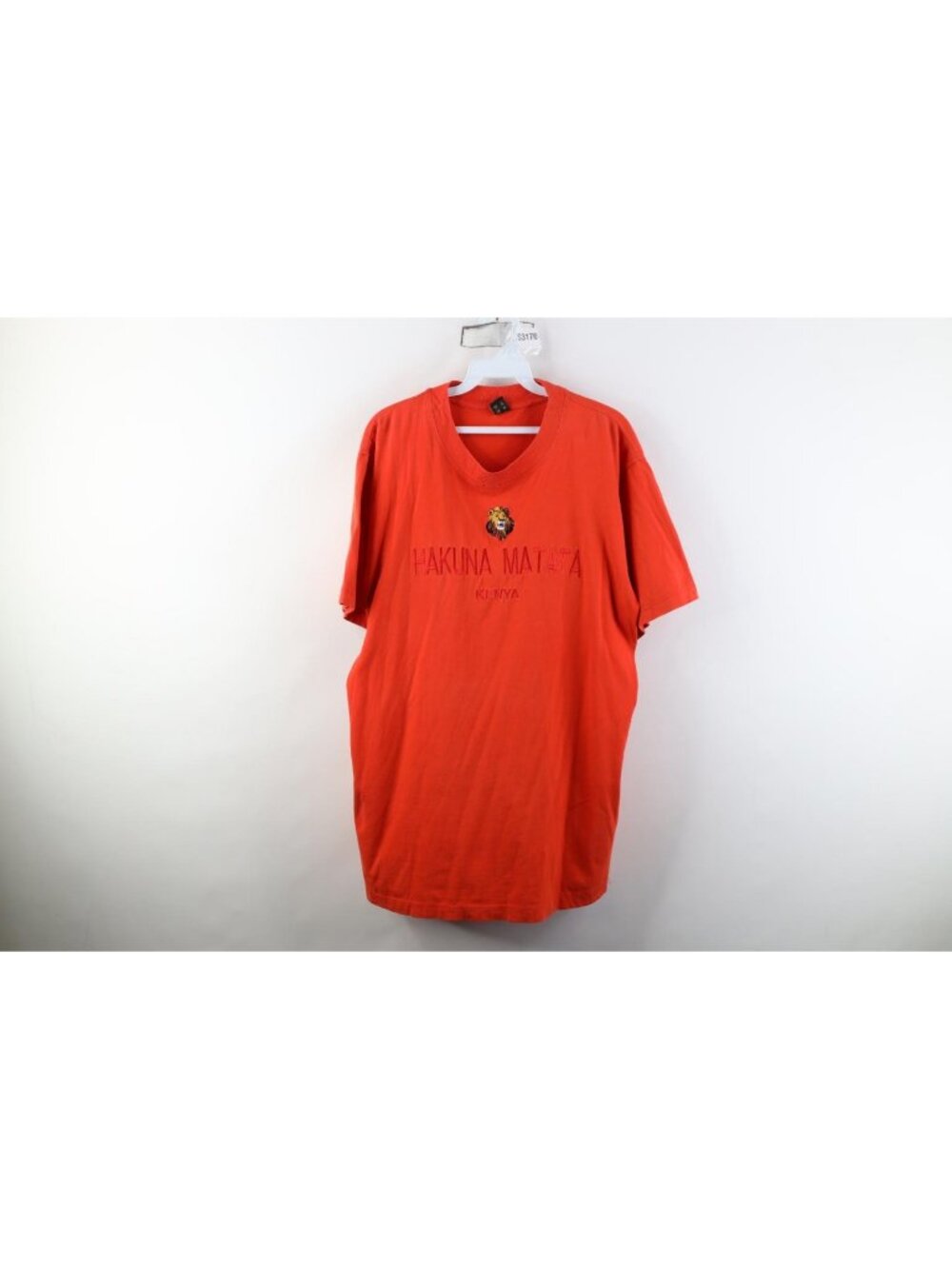 Vtg 90s Y2K Streetwear Mens XL Hakuna Matata Lion Kenya T-Shirt Orange Cotton
